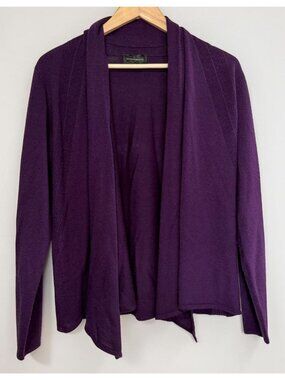 Investments Large Open Front Cardigan Purple Draped Lightweight Knit